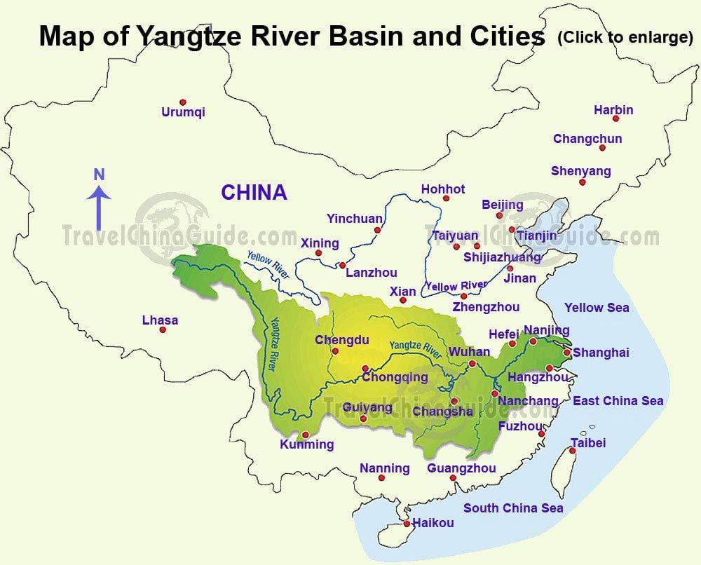Кина мапата yangtze реката