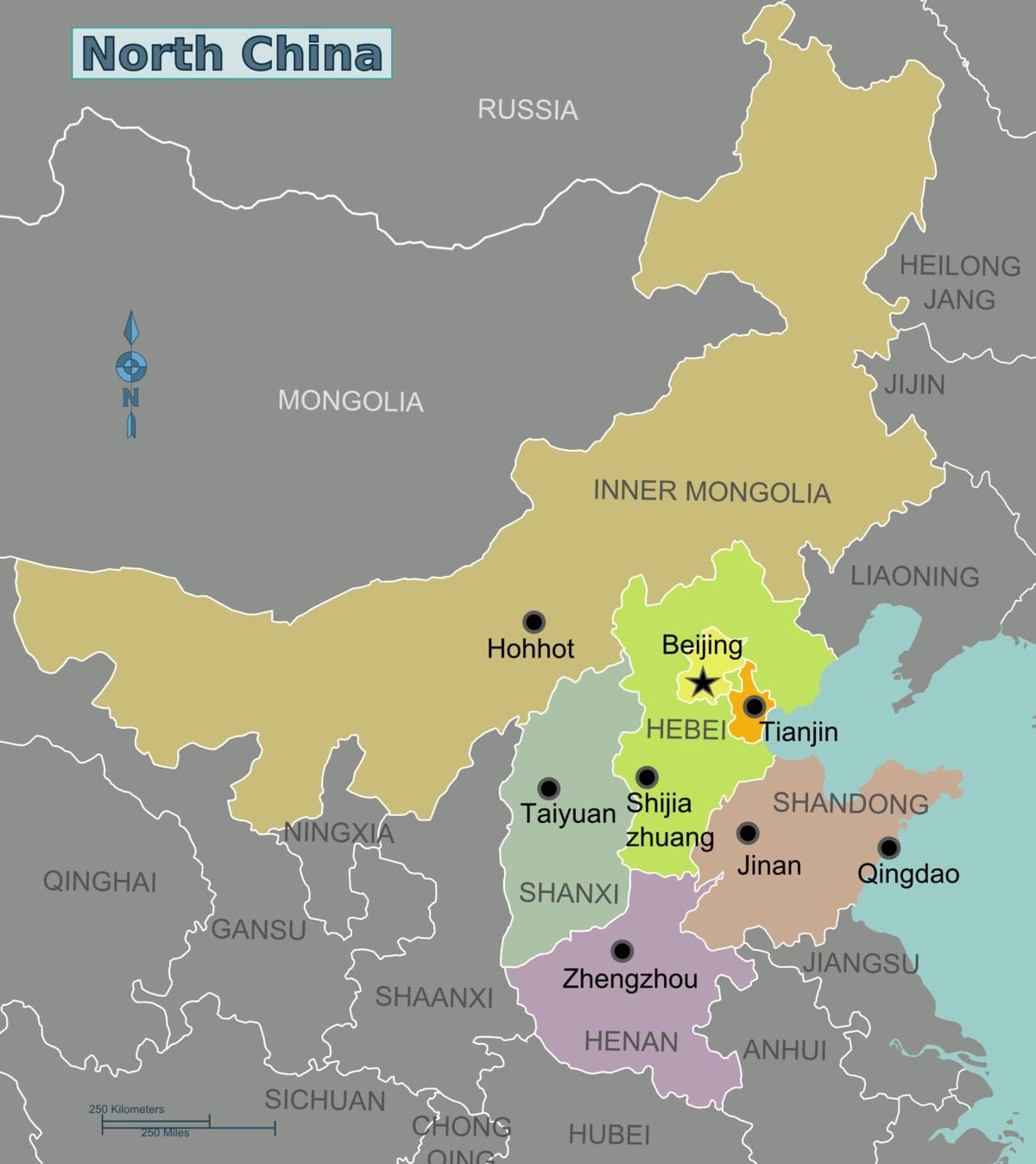 карта на северна Кина