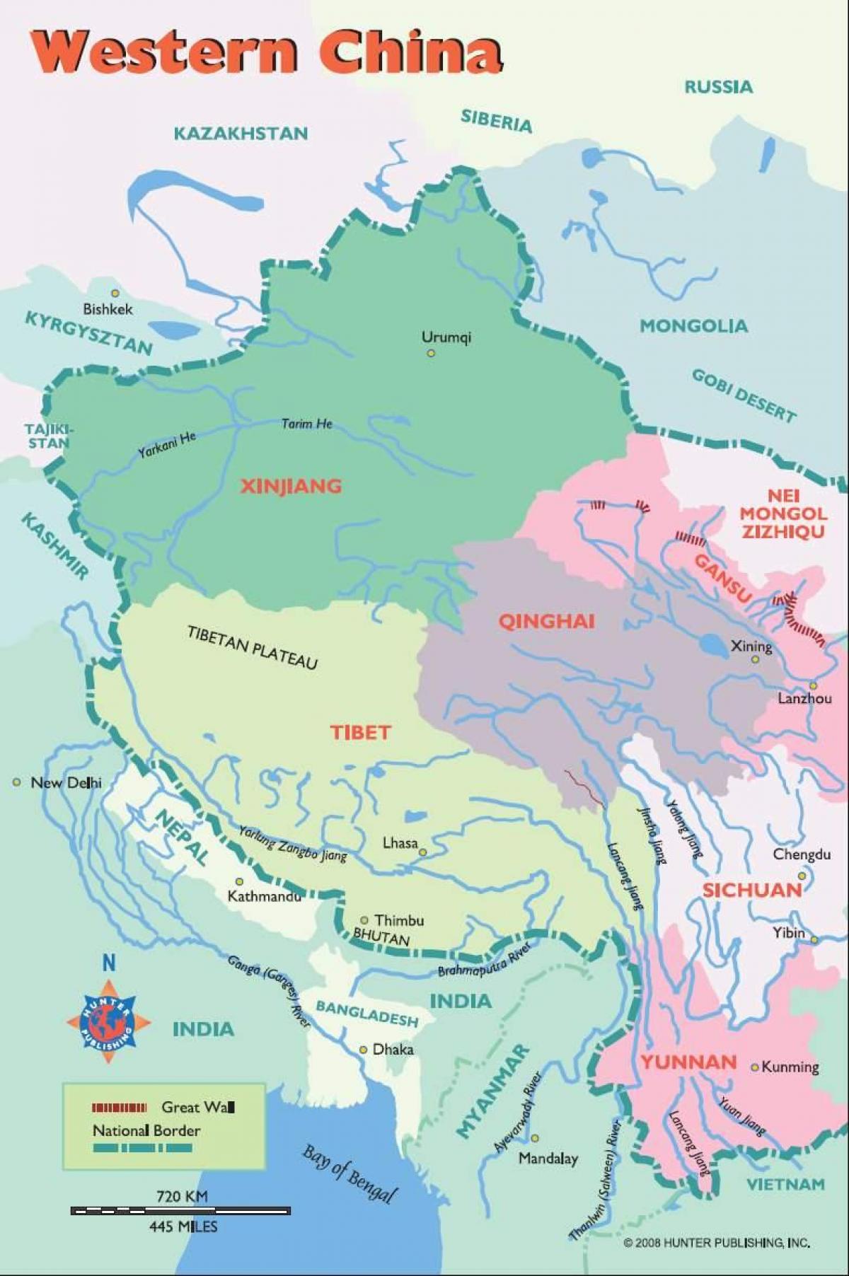 карта на западна Кина