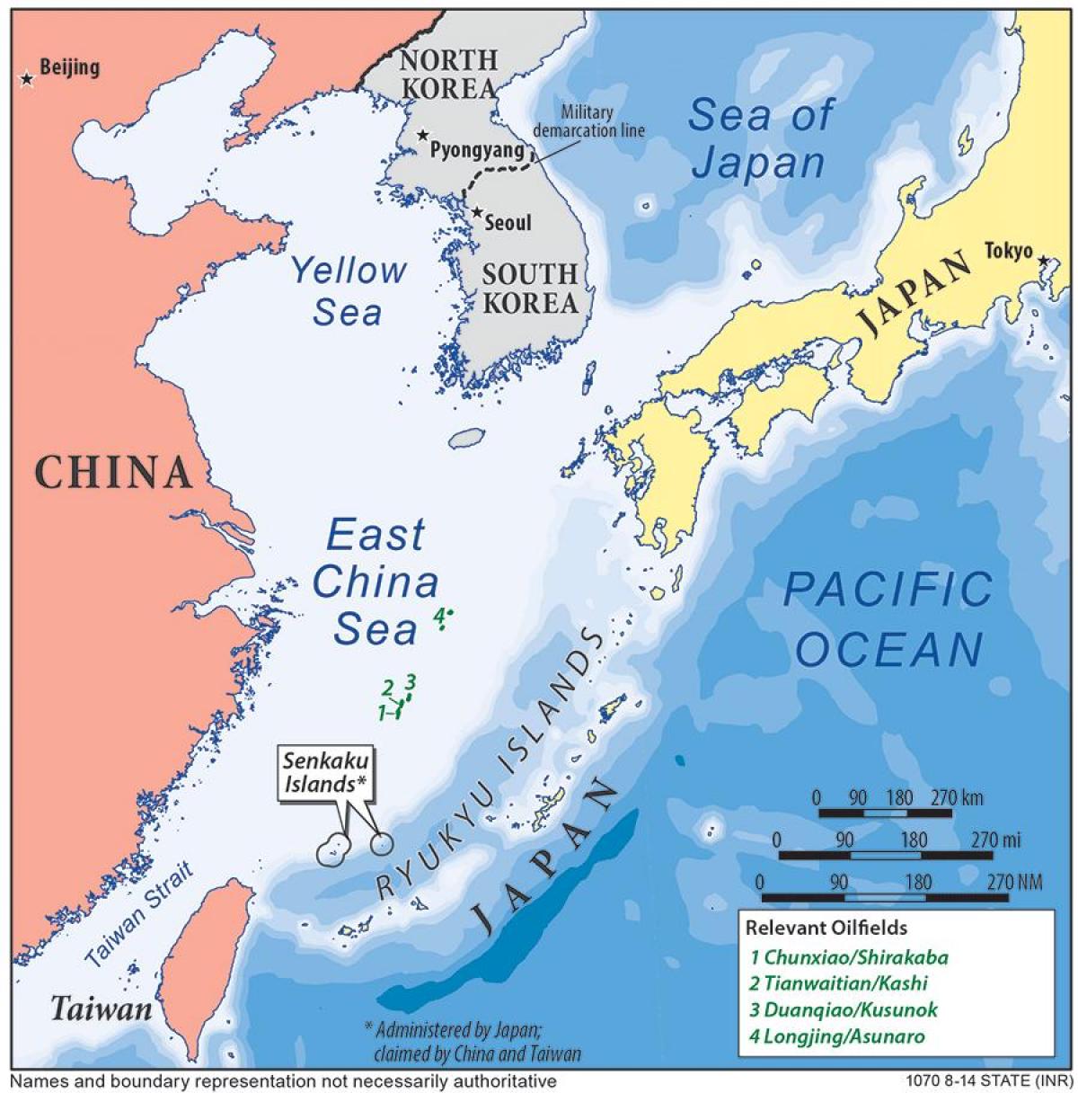 карта на источна Кина море