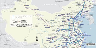Високо брзински железнички Кина мапа