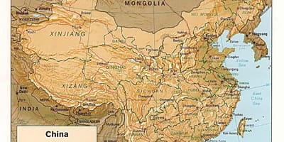 Терен карта на Кина