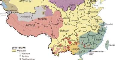 Јазична карта на Кина