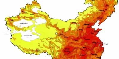 Густината на население Кина мапа