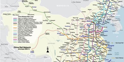 Железничката мапата Кина