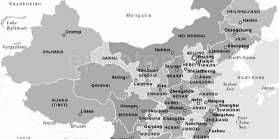 Карта на Кина црно и бело